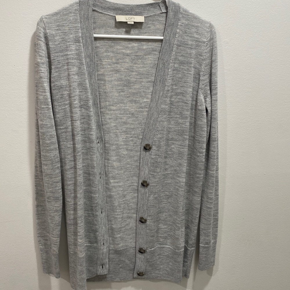 Loft Heather Grey Buttoned Cardigan (XS)